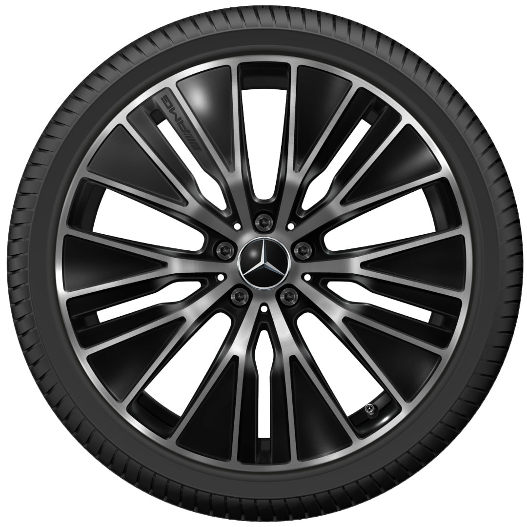 Колесный диск AMG 9,5J×21 ET58,2 для Mercedes-Benz GLC 540, задняя ось, черный, с алмазной проточкой, Y-образные спицы — фото 2