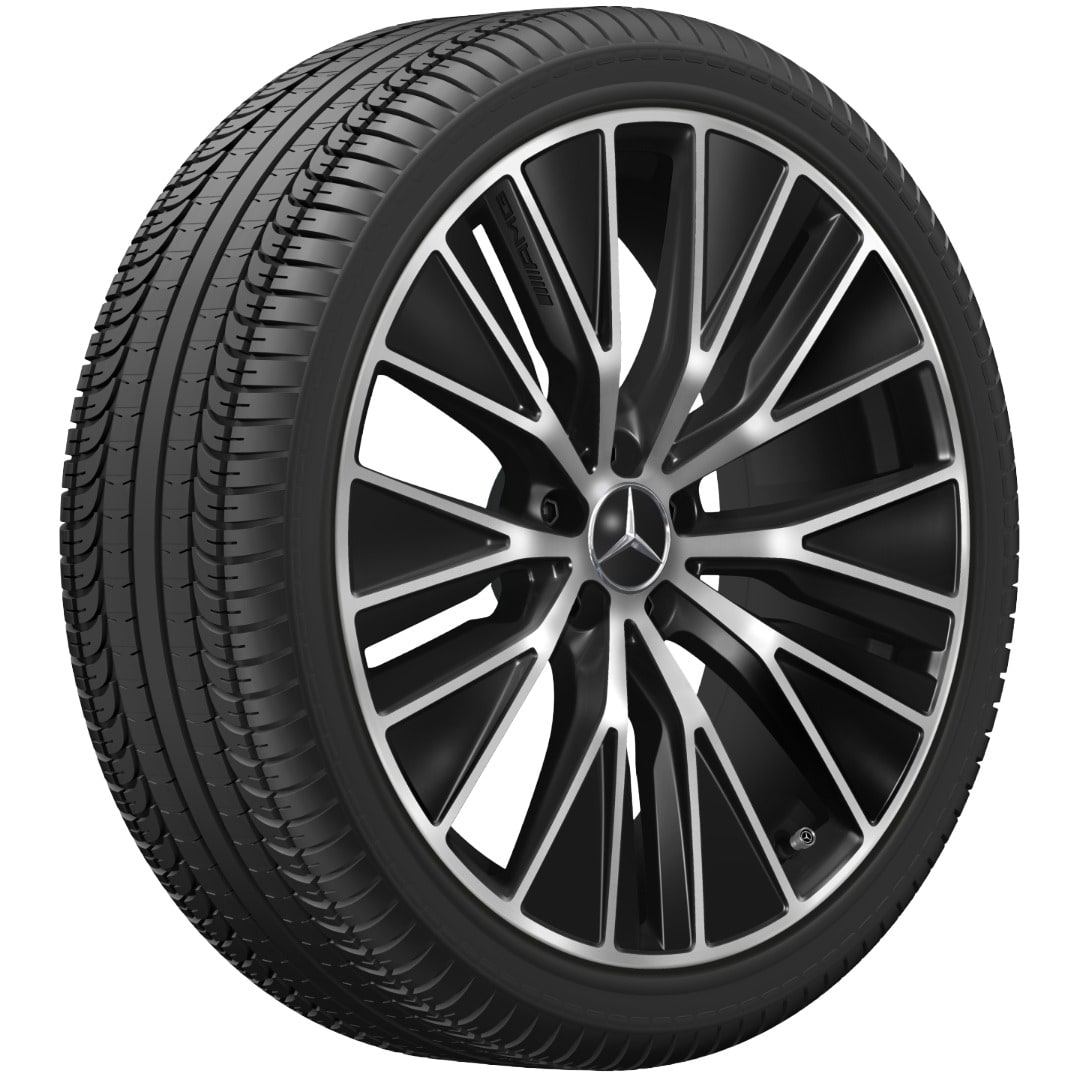 Колесный диск AMG 9,5J×21 ET58,2 для Mercedes-Benz GLC 540, задняя ось, черный, с алмазной проточкой, Y-образные спицы — фото 3