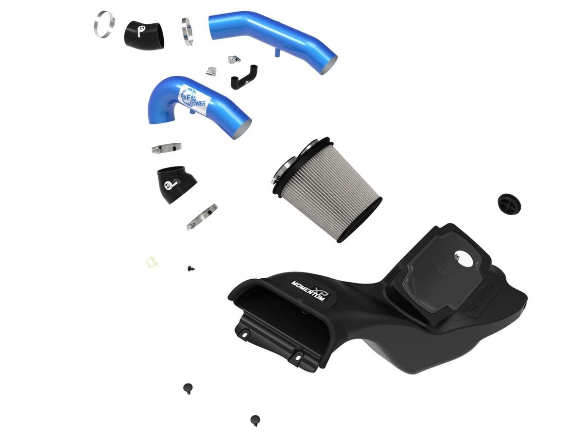 Система холодного впуска Momentum XP, с фильтром Pro DRY S, синяя для Ford F-150 Raptor 2021–2026 V6-3.5L (tt), AFE Power — фото 2