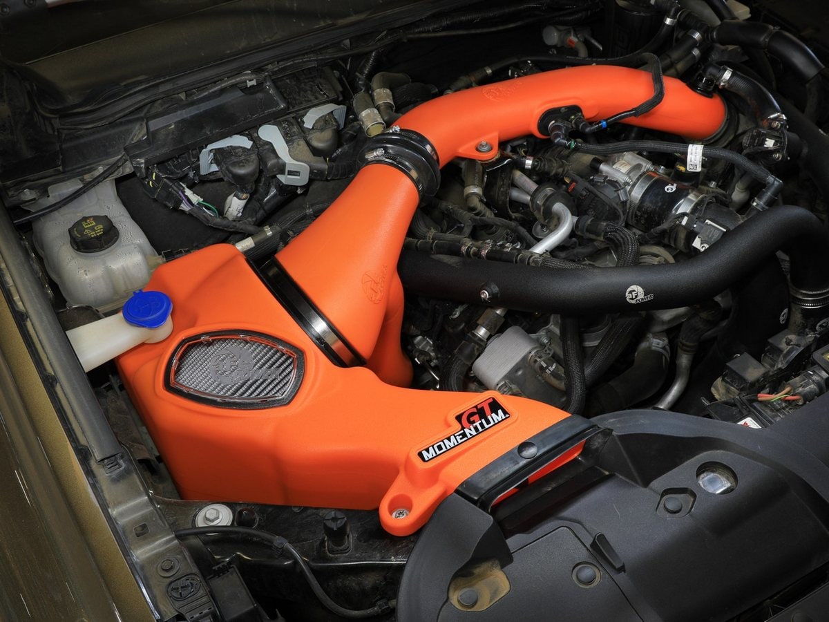 Система холодного впуска Momentum GT Orange Edition, с фильтром Pro DRY S для Ford Ranger Raptor 2024–2026 V6-3.0L (tt), AFE Power — фото 3