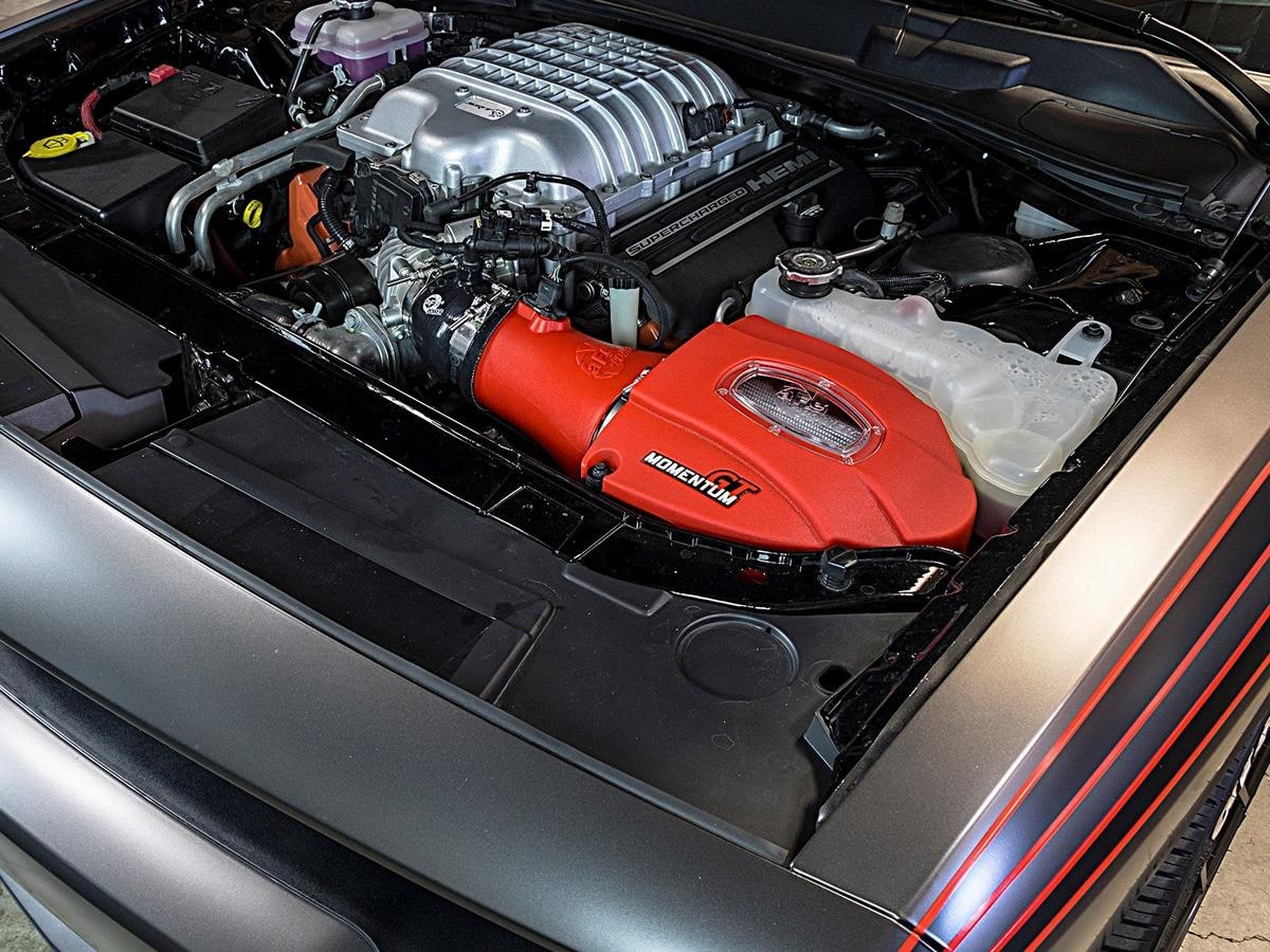 Система холодного впуска Momentum GT, с фильтром Pro DRY S, цвет Raising Hell Red для Dodge Challenger/Charger SRT Hellcat 2015–2016 V8-6.2L (sc), AFE Power — фото 3