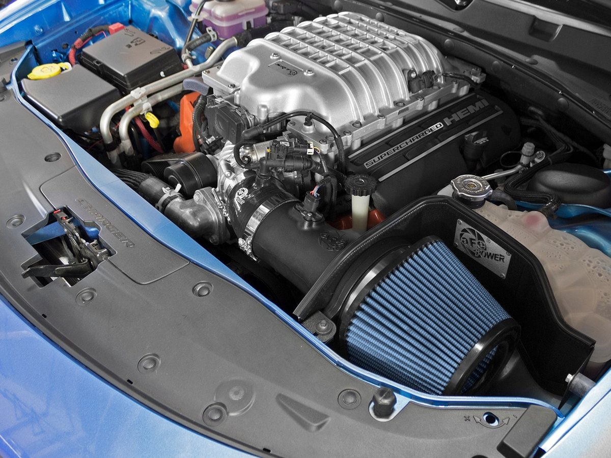 Система холодного впуска Magnum FORCE Stage-2, с фильтром Pro 5R для Dodge Challenger/Charger SRT Hellcat 2015–2016 V8-6.2L (sc), AFE Power — фото 2