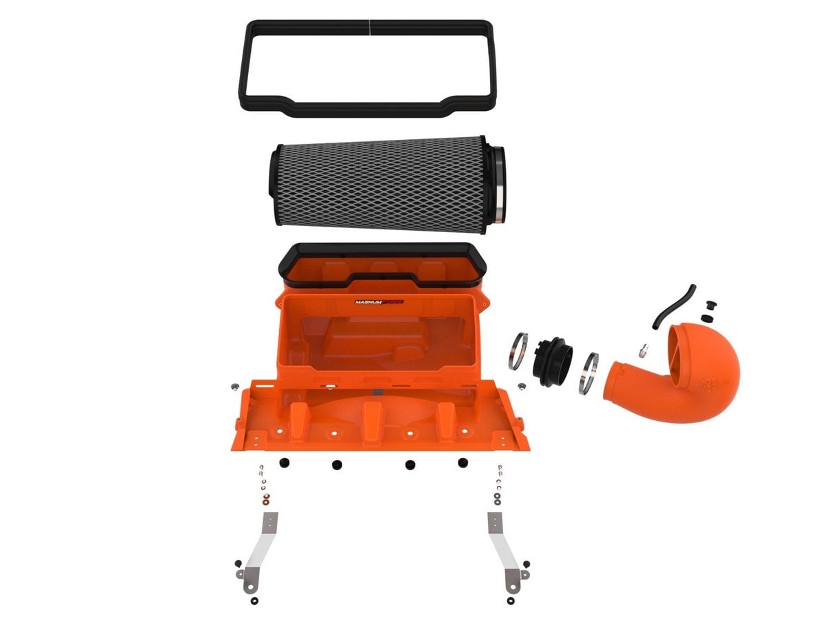 Система холодного впуска Magnum FORCE Stage-2 Orange Edition, с фильтром Black Pro 5R для RAM 1500 TRX 2021–2024 V8-6.2L (sc), AFE Power — фото 2