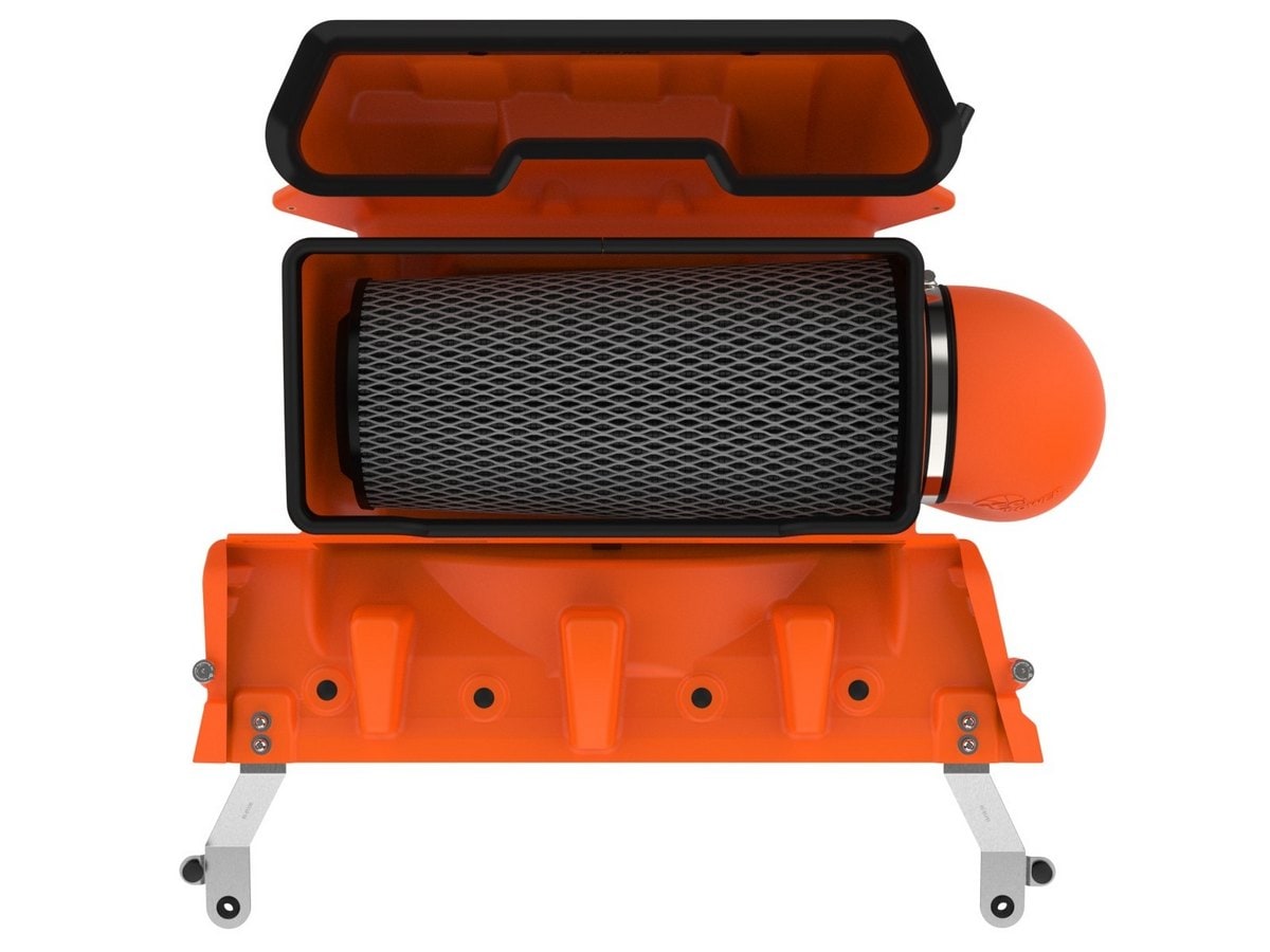 Система холодного впуска Magnum FORCE Stage-2 Orange Edition, с фильтром Black Pro 5R для RAM 1500 TRX 2021–2024 V8-6.2L (sc), AFE Power — фото 6