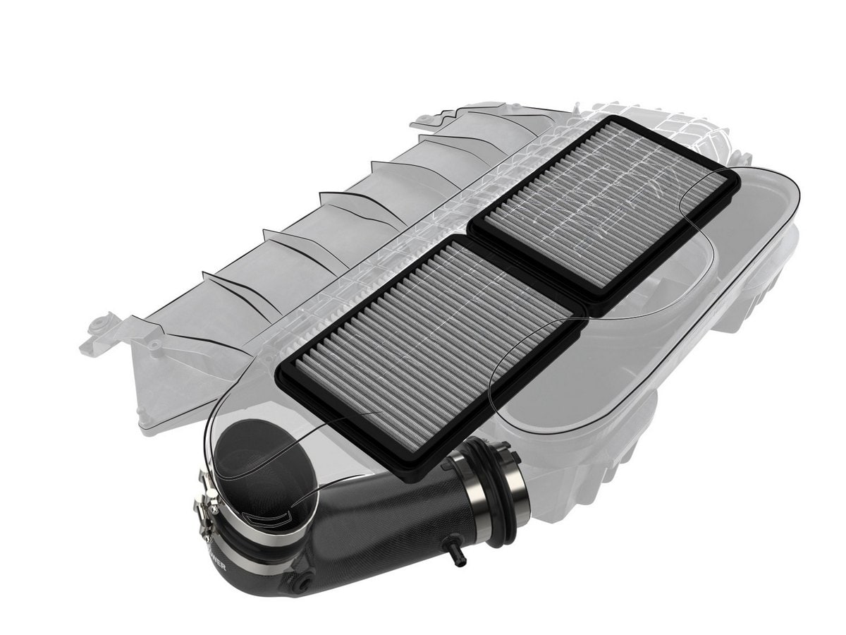 Система впуска Super Stock из углепластика, с фильтрами Pro DRY S для RAM 1500 TRX 2021–2024 V8-6.2L (sc), AFE Power — фото 4