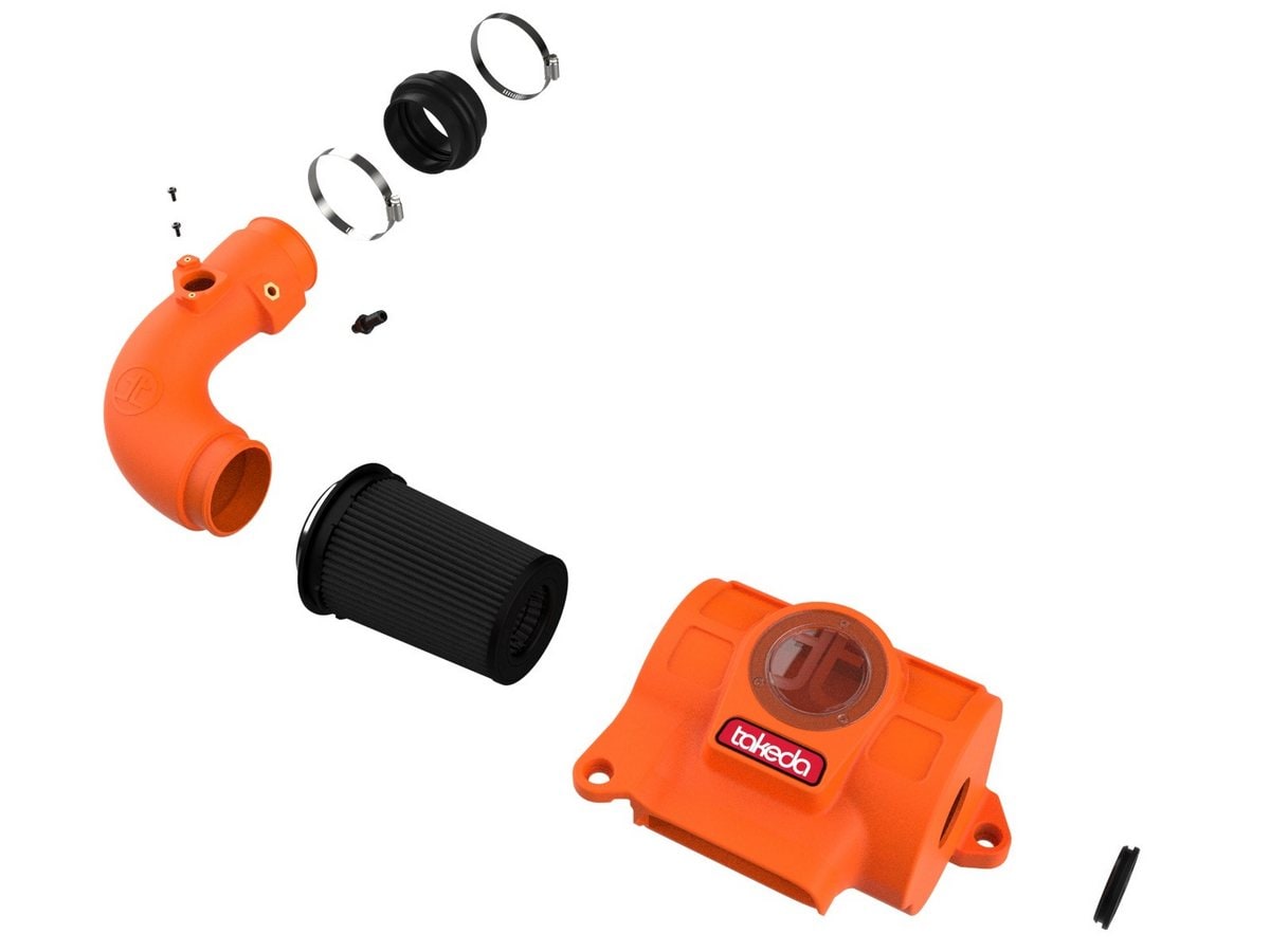 Система холодного впуска Takeda Momentum Orange Edition, с фильтром Black Pro 5R для Toyota GR86/ Subaru BRZ 2022–2026 H4-2.4L, AFE Power — фото 2
