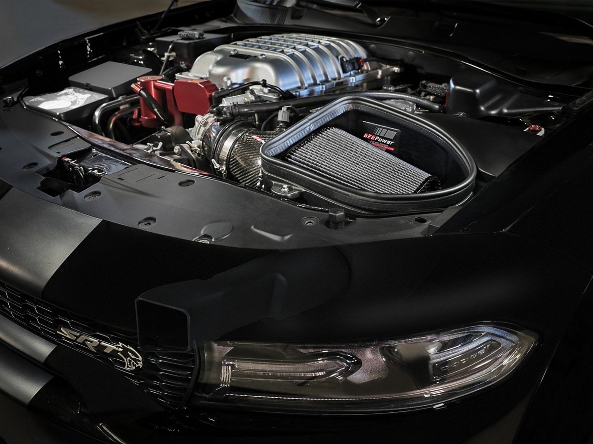 Система холодного впуска Track Series из углепластика, с фильтром Pro DRY S для Dodge Charger SRT Hellcat Redeye 2021–2023 V8-6.2L (sc), AFE Power — фото 4