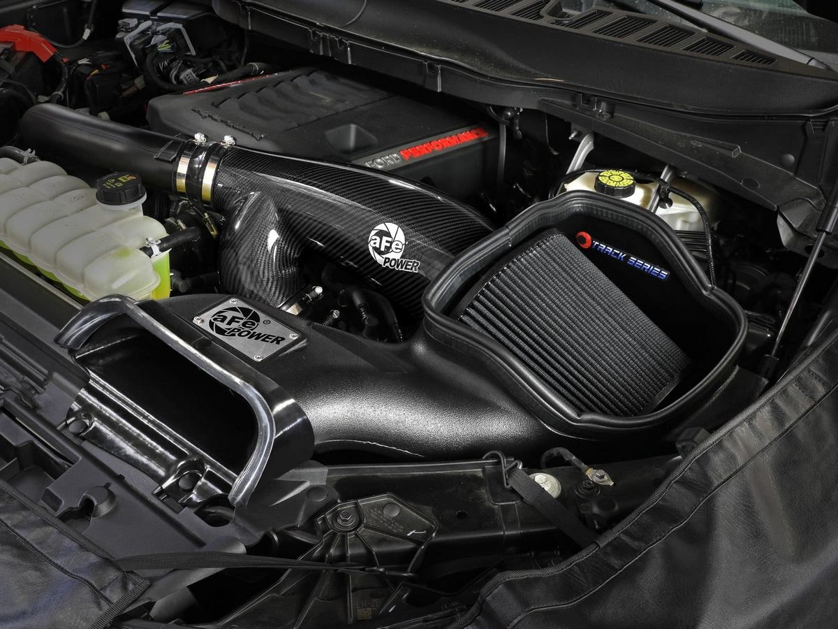 Система холодного впуска Track Series из углепластика, с фильтром Black Pro 5R для Ford F-150 Raptor 2021–2026 V6-3.5L (tt), AFE Power — фото 3