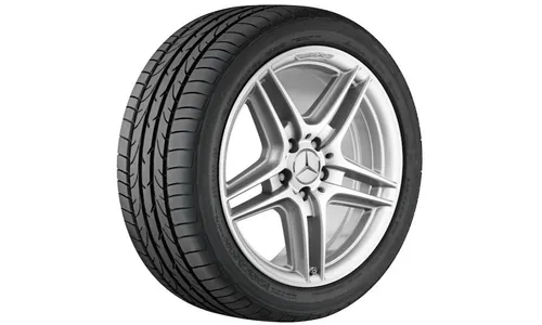 Колесный диск AMG 8J×18 ET50 для Mercedes-Benz C-Class 204, передняя и задняя оси, серебристый, с алмазной проточкой, 5 двойных спиц — фото 1