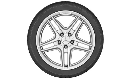 Колесный диск AMG 8J×18 ET50 для Mercedes-Benz C-Class 204, передняя и задняя оси, серебристый, с алмазной проточкой, 5 двойных спиц — фото 2