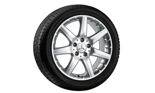 Колесный диск 7,5J×17 ET37 для Mercedes-Benz A208/C208/CL203/R170/R171/S203/S210/W203/W210, передняя и задняя оси, стерлингово-серебристый, 7 спиц — фото 1