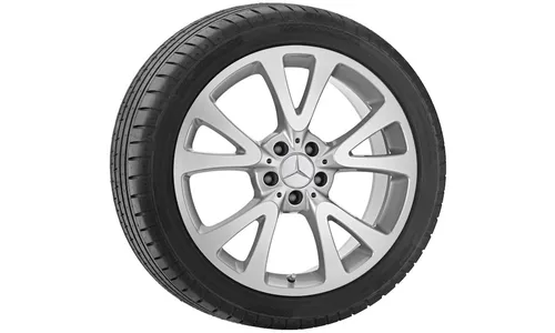 Колесный диск 9,5J×19 ET43 для Mercedes-Benz C216/W221, задняя ось, титаново-серебристый — фото 1