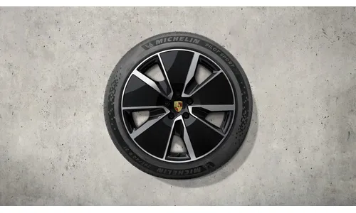 Комплект летних колес комплект колес Macan Turbo, окрашенный в черный (глянцевый), центральные колпачки входят в комплект для Porsche Macan II — фото 2