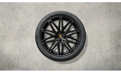 Комплект летних колес комплект колес RS Spyder Design, полностью окрашенный в глянцевый черный цвет, центральные колпачки входят в комплект для Porsche Macan II — фото 2