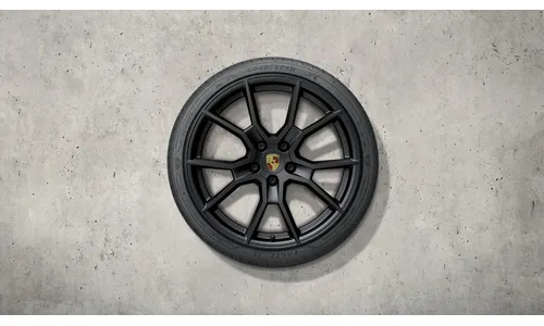 Комплект летних колес комплект колес для RS Spyder Design, окрашенный в черный цвет (матовое покрытие), центральные колпачки входят в комплект для Porsche Taycan (2024-) рестайлинг — фото 2