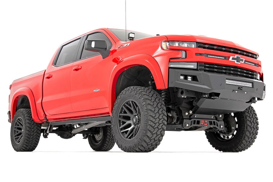 Передний бампер с увеличенным просветом, LED-свет и защитная пластина, Chevrolet Silverado 1500 (2019–2022), Rough Country — фото 4
