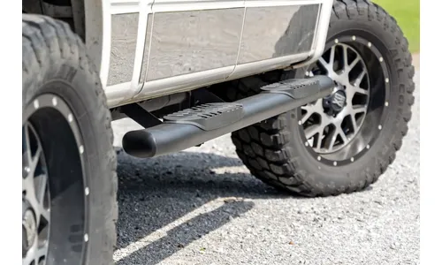 Овальные трубчатые подножки, кабина Crew Cab, чёрные, Ford F-150 (2009–2014), Rough Country — фото 6