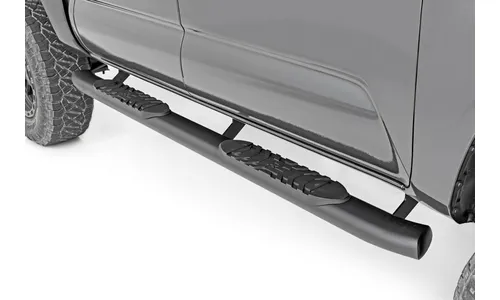 Овальные трубчатые подножки, кабина Double Cab, чёрные, Toyota Tacoma (2005–2023), Rough Country — фото 1