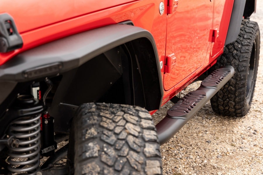 Овальные трубчатые подножки, 4 двери, чёрные, Jeep Wrangler JL, Rough Country — фото 5