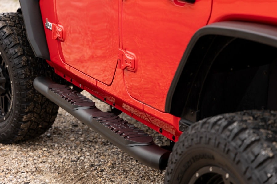 Овальные трубчатые подножки, 4 двери, чёрные, Jeep Wrangler JL, Rough Country — фото 7