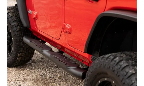 Овальные трубчатые подножки, 4 двери, чёрные, Jeep Wrangler JL, Rough Country — фото 7