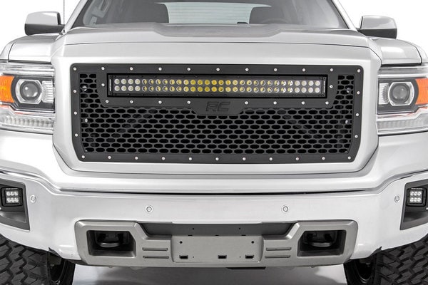 Сетчатая решётка радиатора, свет серии Black, GMC Sierra III, Rough Country — фото 2