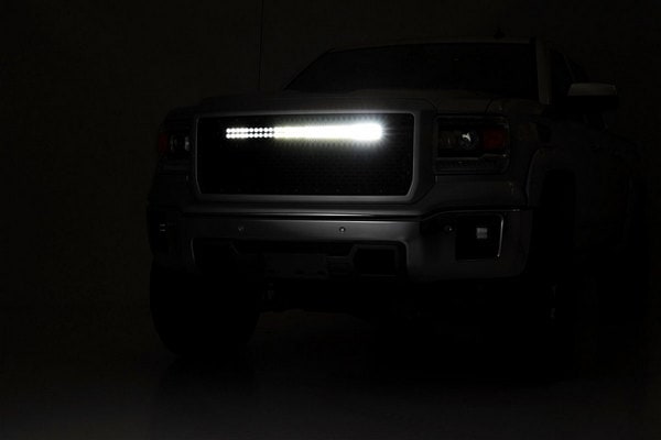 Сетчатая решётка радиатора, свет серии Black с янтарными ДХО, GMC Sierra III, Rough Country — фото 6