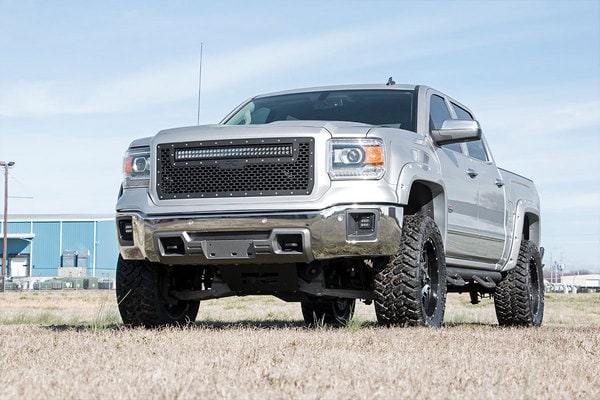 Сетчатая решётка радиатора, свет серии Black с янтарными ДХО, GMC Sierra III, Rough Country — фото 7