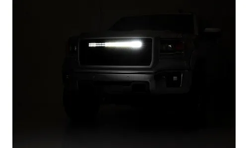 Сетчатая решётка радиатора, свет серии Black с белыми ДХО, GMC Sierra III, Rough Country — фото 6
