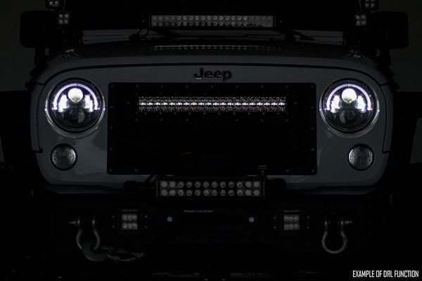 Сетчатая решётка радиатора, свет серии Black с янтарными ДХО, Ford F-150 (2015–2017), Rough Country — фото 4