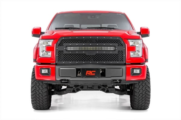 Сетчатая решётка радиатора, свет серии Black с янтарными ДХО, Ford F-150 (2015–2017), Rough Country — фото 5