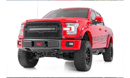 Сетчатая решётка радиатора, свет серии Black с янтарными ДХО, Ford F-150 (2015–2017), Rough Country — фото 6