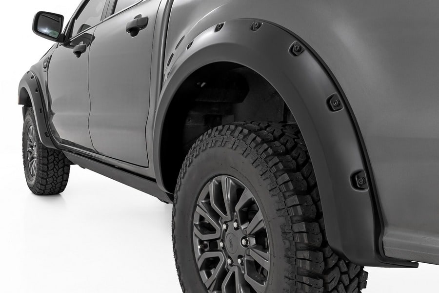 Расширители колёсных арок Pocket, грузовая платформа 1 524 мм (5 футов), цвет JS Iconic Silver, Ford Ranger T6, Rough Country — фото 1
