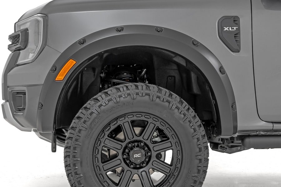 Расширители колёсных арок Pocket, цвет JS Iconic Silver, Ford Ranger T6.2, Rough Country — фото 4