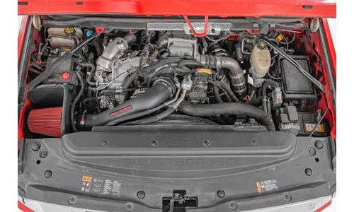 Система холодного впуска для Chevrolet Silverado / GMC Sierra 2500HD/3500HD 6,6 л (2017–2019), с защитным чехлом фильтра, Rough Country — фото 3