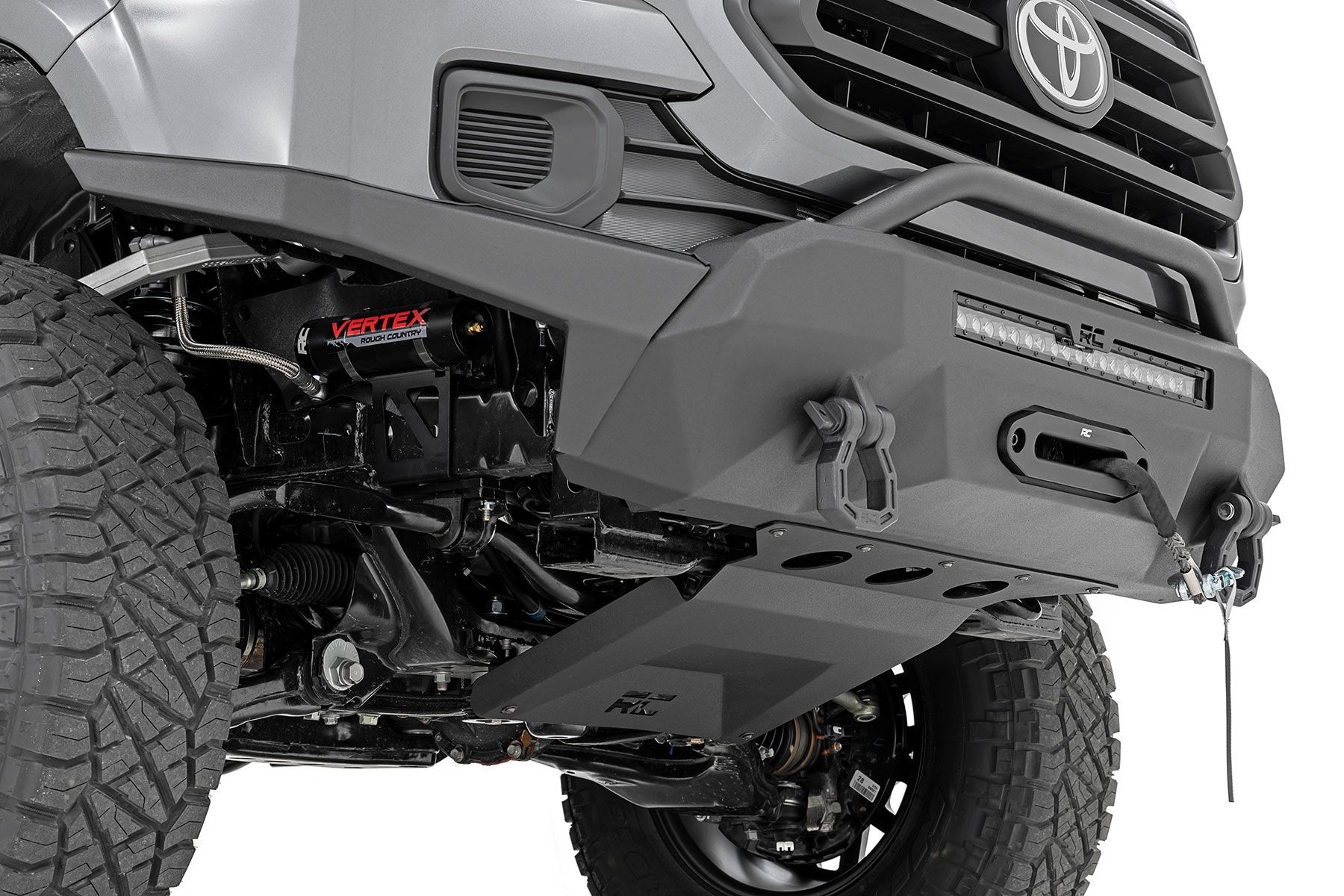 Передний силовой бампер, гибридный, с увеличенным клиренсом, для Toyota Tacoma III (2016–2023), Rough Country — фото 3