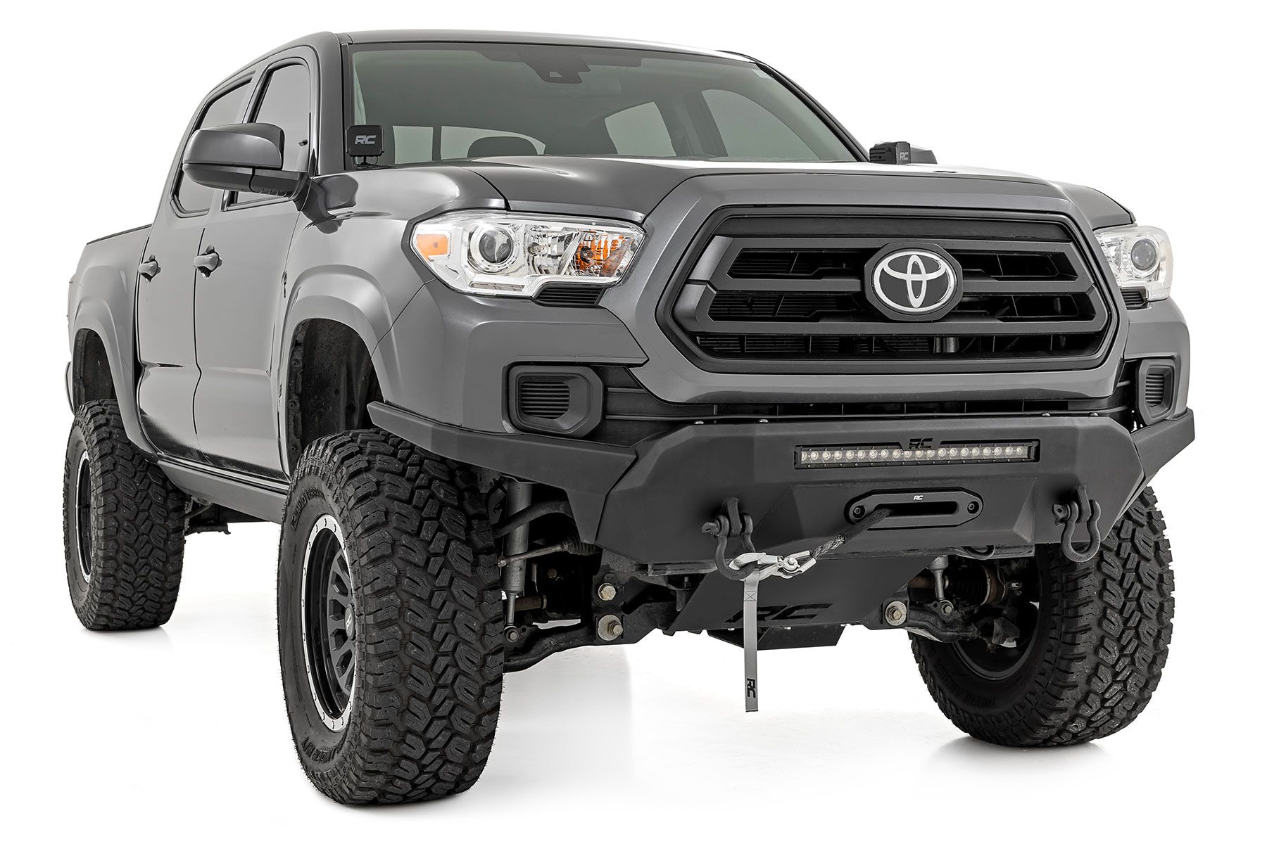 Передний силовой бампер, гибридный, с LED-балкой 20", белые ДХО, для Toyota Tacoma III (2016–2023), Rough Country — фото 4