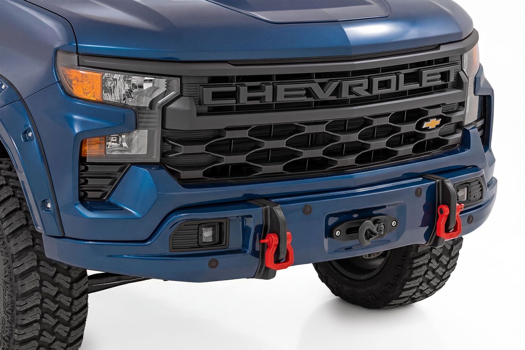 Облицовка переднего силового бампера, Металлик Синий, для Chevrolet Silverado 1500 (2023–2026), Rough Country — фото 1