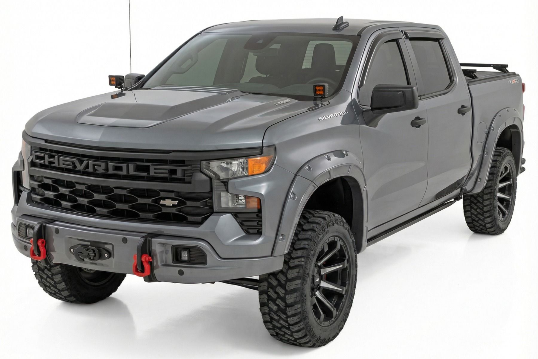 Облицовка переднего силового бампера, серебристый металлик, для Chevrolet Silverado 1500 (2023–2026), Rough Country — фото 3