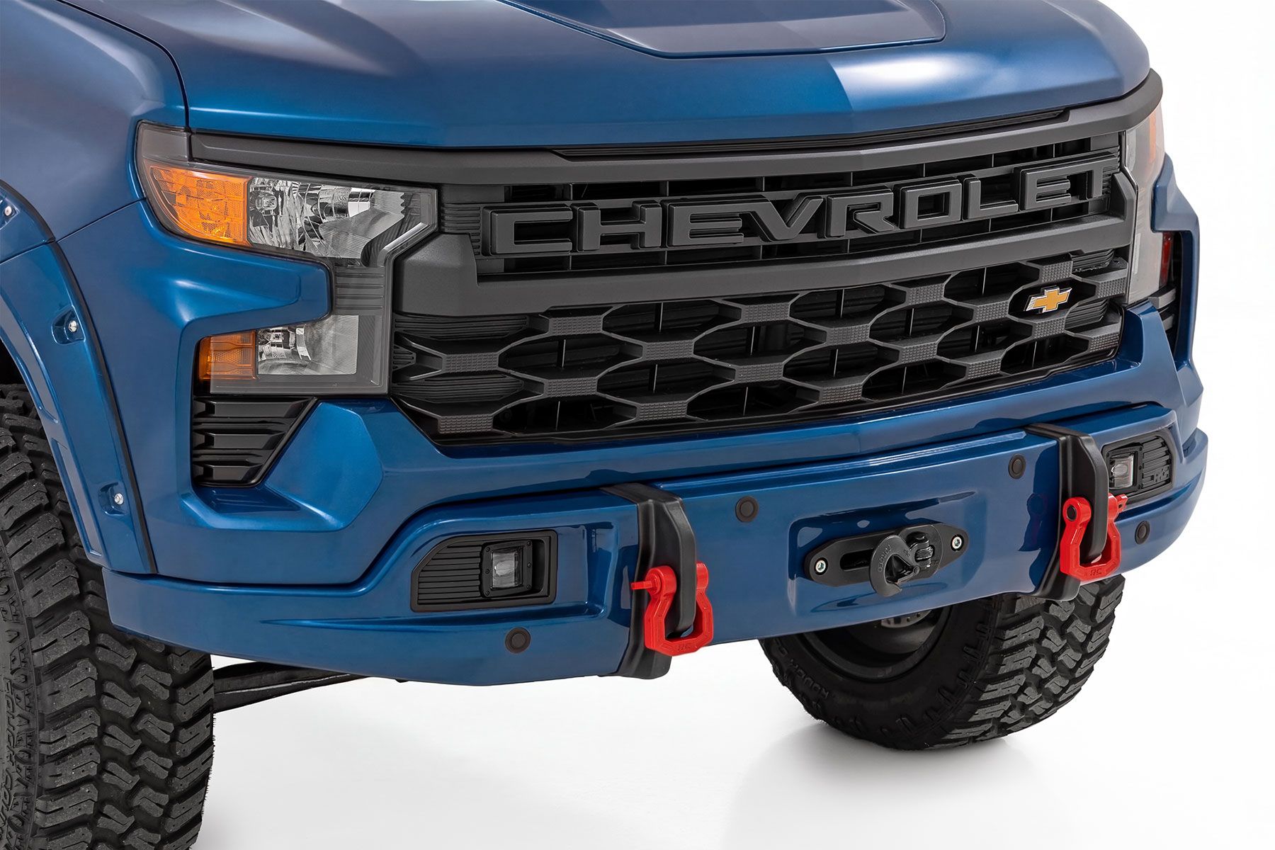 Облицовка переднего силового бампера, Металлик Синий, для Chevrolet Silverado 1500 (2023–2026), Rough Country — фото 1