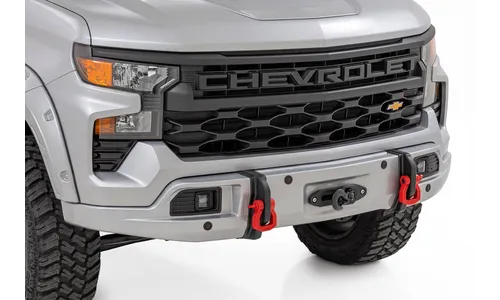 Передний силовой бампер, с лебедкой PRO12000S, Серебристый, для Chevrolet Silverado 1500 (2023–2026), Rough Country — фото 1