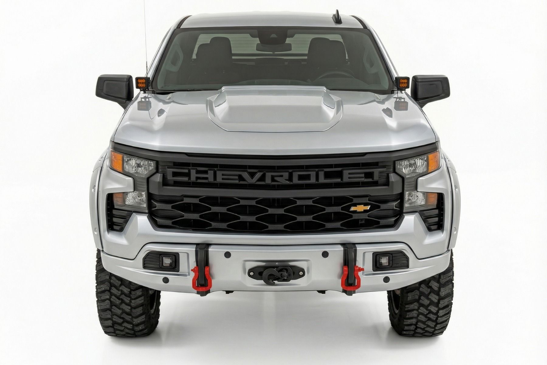 Передний силовой бампер, с лебедкой PRO12000S, Серебристый, для Chevrolet Silverado 1500 (2023–2026), Rough Country — фото 2