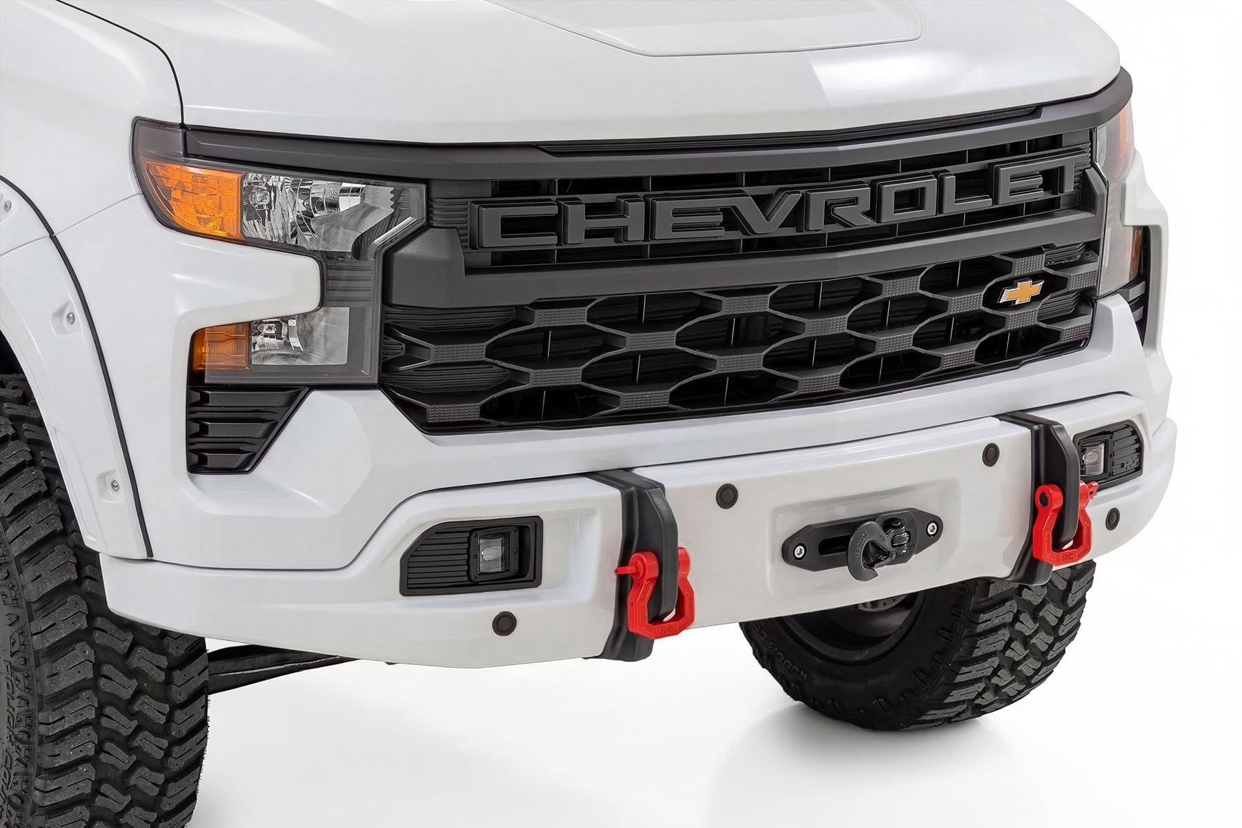Передний силовой бампер, с лебедкой PRO12000S, Белый, для Chevrolet Silverado 1500 (2023–2026), Rough Country — фото 1
