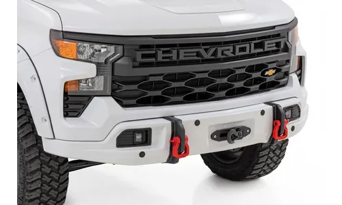 Передний силовой бампер, с лебедкой PRO12000S, Белый, для Chevrolet Silverado 1500 (2023–2026), Rough Country — фото 1