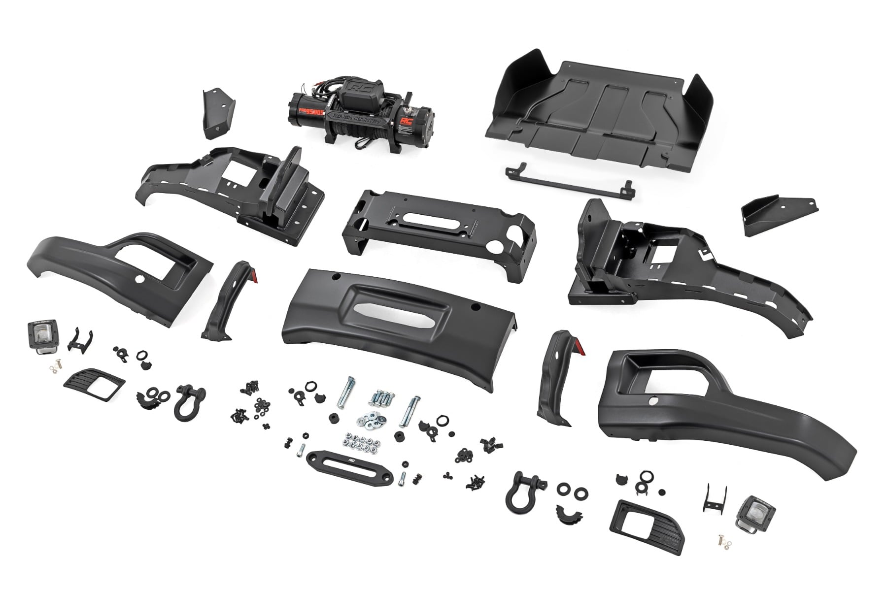 Передний силовой бампер, с лебедкой PRO12000S, Черный, для Chevrolet Silverado 1500 (2023–2026), Rough Country — фото 6