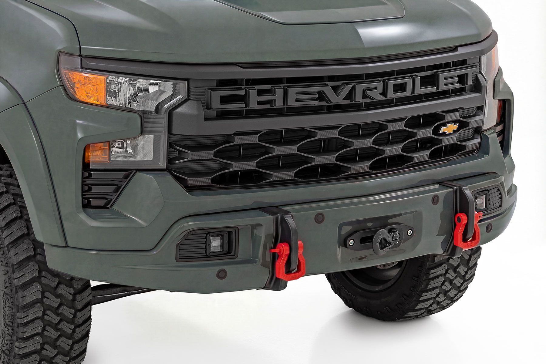 Передний силовой бампер, с лебедкой PRO12000S, Серый, для Chevrolet Silverado 1500 (2023–2026), Rough Country — фото 1