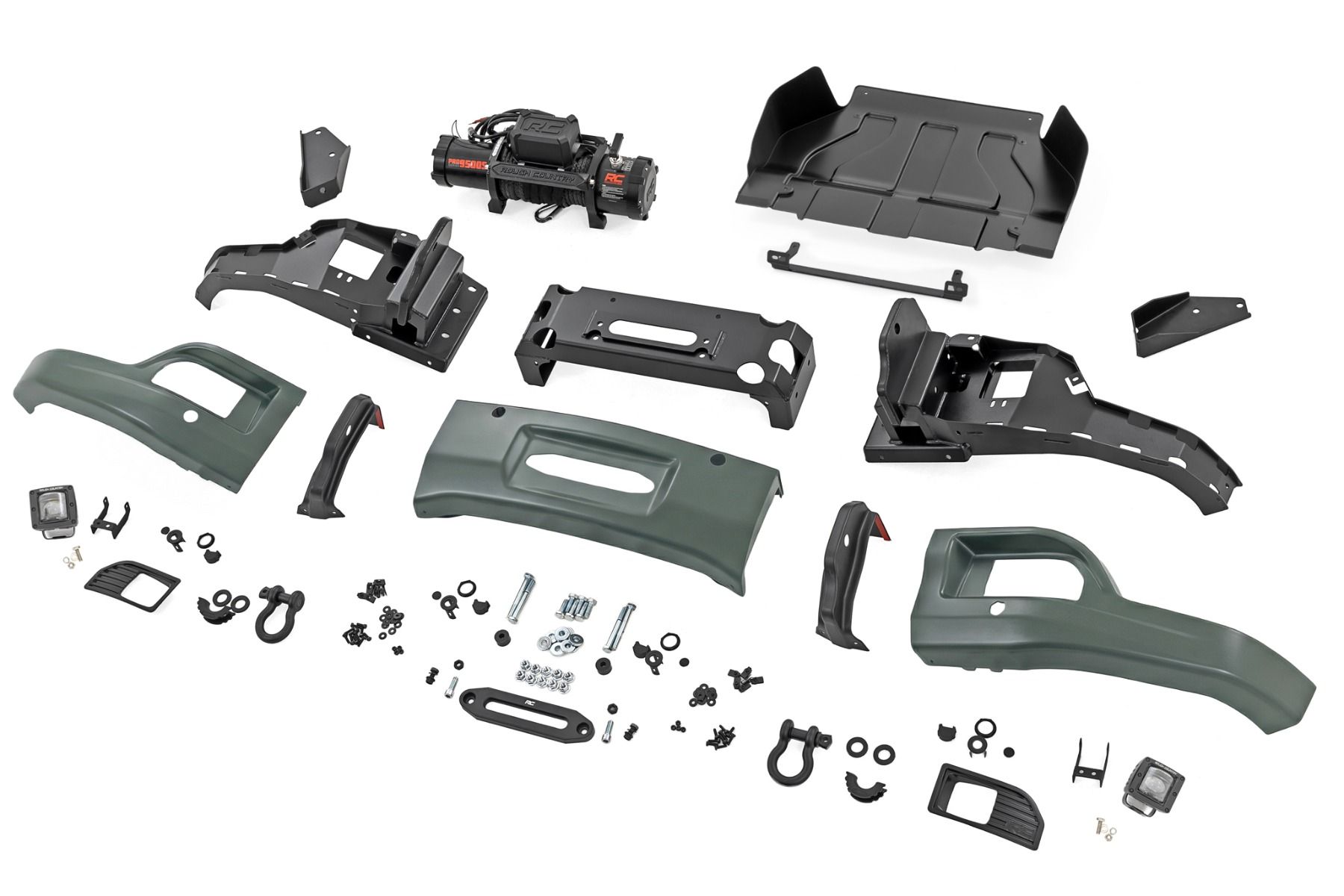 Передний силовой бампер, с лебедкой PRO12000S, Серый, для Chevrolet Silverado 1500 (2023–2026), Rough Country — фото 6