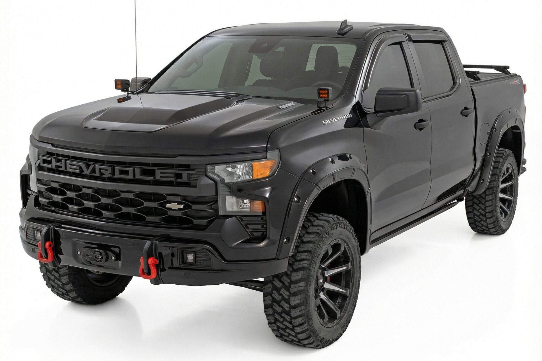 Передний силовой бампер, с лебедкой PRO12000S, Черный металлик, для Chevrolet Silverado 1500 (2023–2026), Rough Country — фото 3
