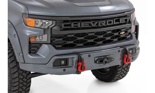 Передний силовой бампер, с лебедкой PRO12000S, серебристый металлик, для Chevrolet Silverado 1500 (2023–2026), Rough Country — фото 1