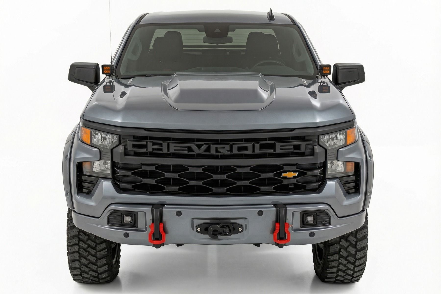 Передний силовой бампер, с лебедкой PRO12000S, серебристый металлик, для Chevrolet Silverado 1500 (2023–2026), Rough Country — фото 2